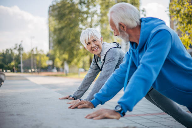 istock An senior couple is doing a morning workout. 2150341051