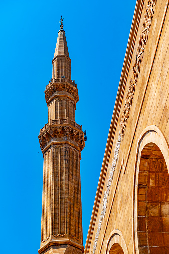 The minaret of the Mohammad Al-Amin Mosque of Beirut, Lebanon