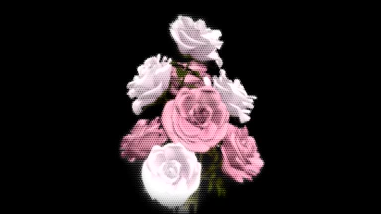 animated moving motion background showing moving flowers rose petals white chrysanthemum