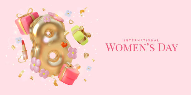 istock 3d International Women Day Banner Concept Poster Card Cartoon Design Style. Vector 2150347652