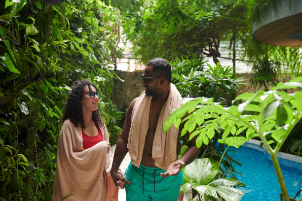 istock Young couple chatting after swimming 2150356489