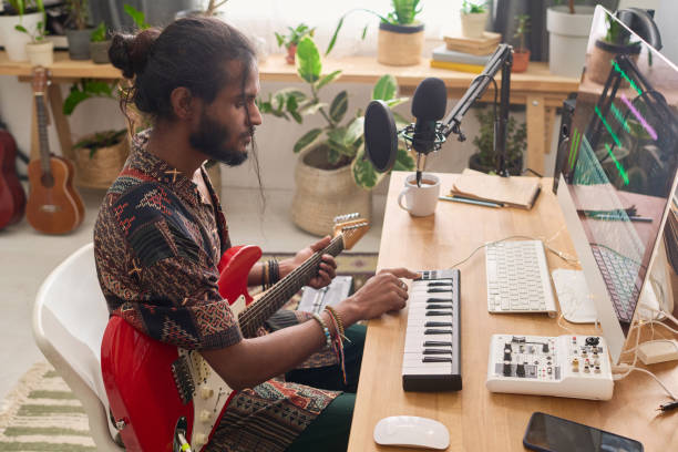 Composer adjusting and recording sounds