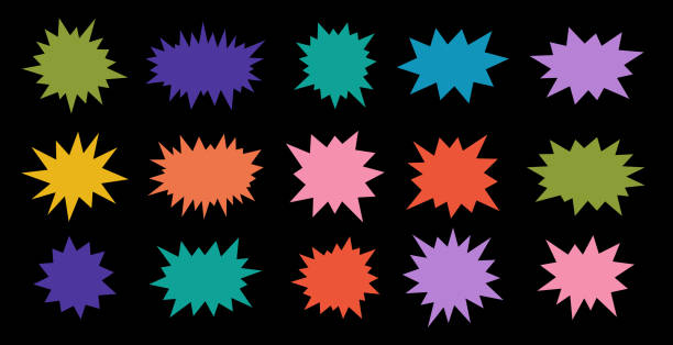 illustrations, cliparts, dessins animés et icônes de formes épineuses vives sur fond sombre - rayon de soleil