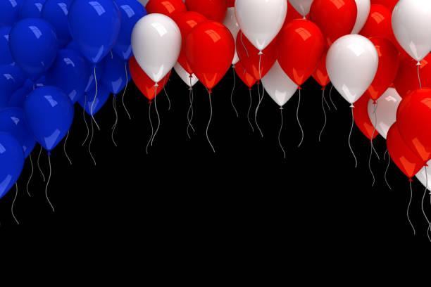 Independence day design creative concept for United Arab Emirates UAE, Kuwait, Palestine, Jordan, Sudan. Flying balloon red, white, green, black color on background studio lighting. 3D illustration.