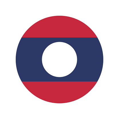 Laos round flag. Laos national flag. Standard colors. Circular icon. Computer illustration. Digital illustration. Vector illustration.