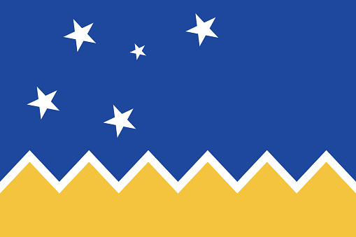 Chilean Antarctic territory flag. Standard size. The official ratio. A rectangular flag. Standard color. Flag icon. Digital illustration. Computer illustration. Vector illustration.
