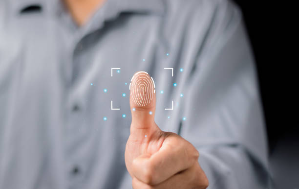 istock business man Fingerprint scanning and biometric authentication, cybersecurity and fingerprint password, future technology and cybernetics. 2150368324