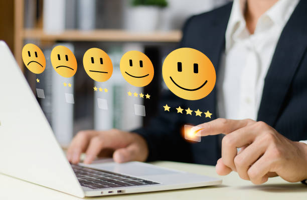 istock Customer Satisfaction Survey concept, 5-star satisfaction, service experience rating online application, customer evaluation product service quality, satisfaction feedback review, good quality most. 2150368771