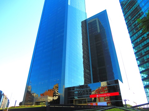 Buenos Aires, Argentina -Avenue of Leandro N. Alem (Avenida Leandro N. Alem) . The Puerto Madero and the Catalinas Norte office buildings. Buenos Aires cityscape. Corporate Buildings.