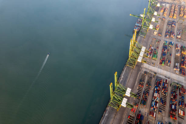 istock An aerial view of a busy container freight port 2150371861