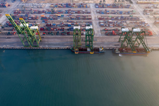istock An aerial view of a busy container freight port 2150371862