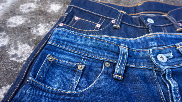 istock Close up coin pocket on jeans, with rivets 2150372473