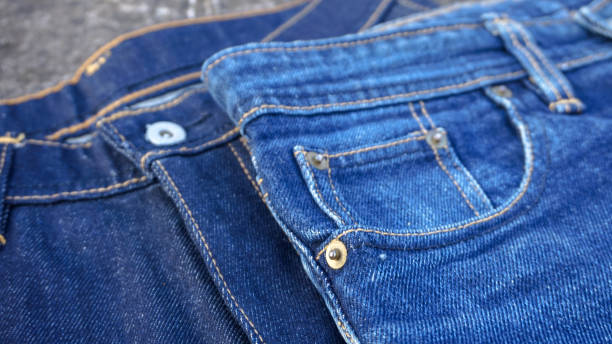 istock Close up coin pocket on jeans, with rivets 2150372488