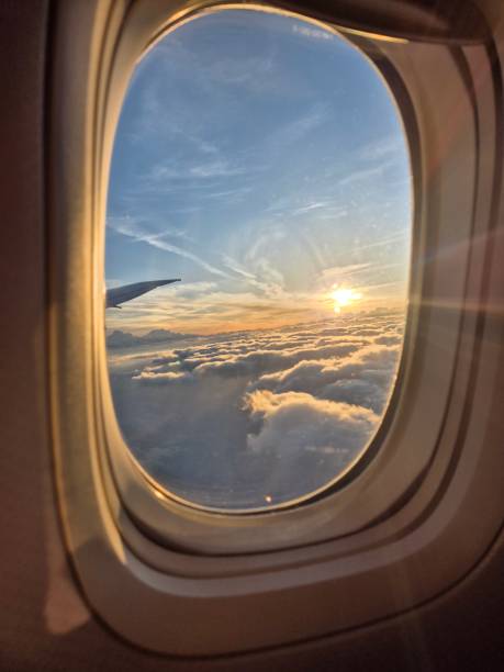 istock Beautiful sunset view from inside window aircraft 2150372930