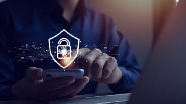 istock Businessman uses smartphone with cyber security technology to protect personal information and secure internet access. 2150375605