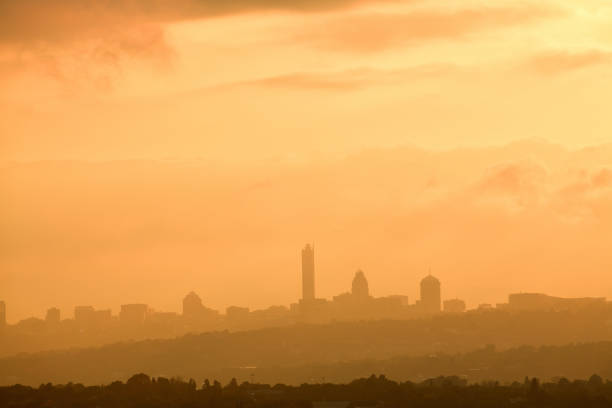 A cloudy sunrise over the Sandton skyline.