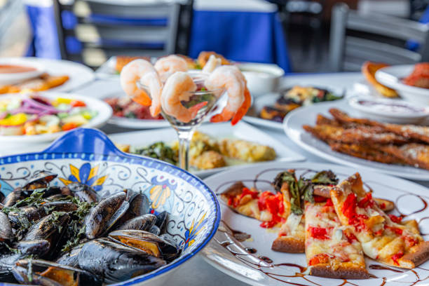 A variety of food items are displayed in an appetizing way.