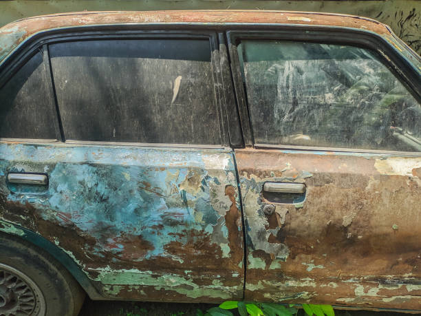 istock Side door of the car was rusty and neglected 2150378055