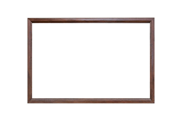 istock Dark brown wooden frame isolated on white background. 2150378300