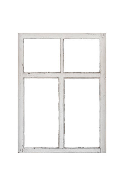 istock White wooden window isolated on white background. 2150378306