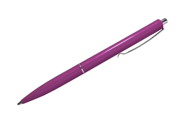 Pink pen isolated on on white background in diagonal position.