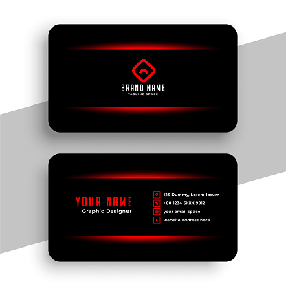 dark black business identity card template for office biz vector