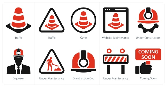 These are beautiful handcrafted pixel perfect red and black under construction icons