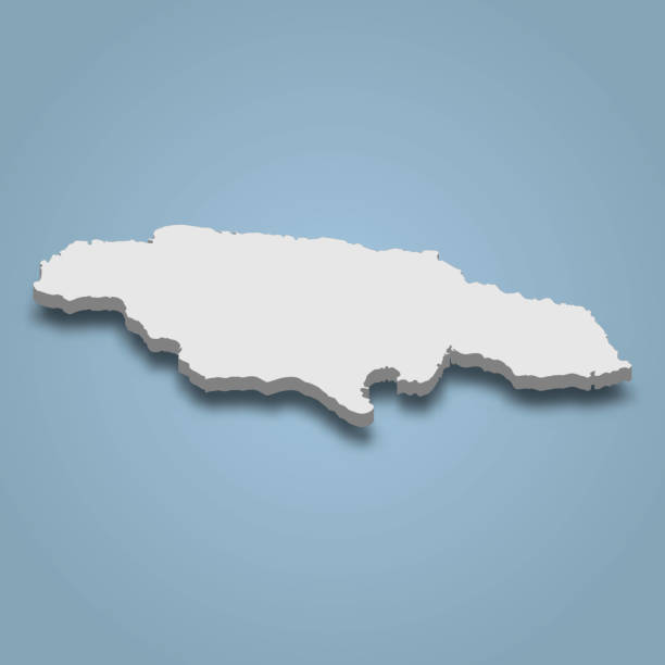 istock 3d isometric map of Jamaica is an island in Caribbean 2150379489