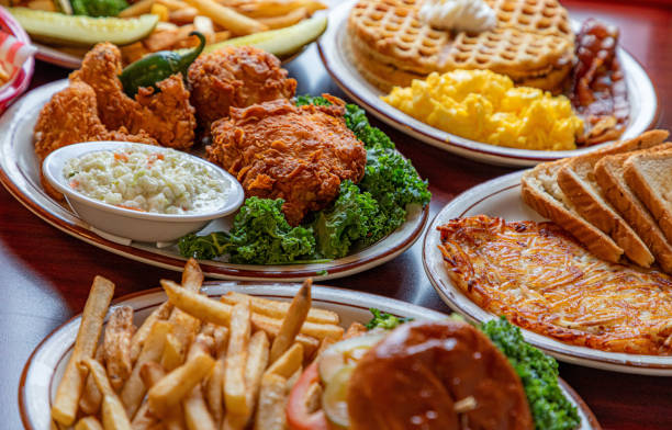 A variety of food items are displayed in an appetizing way.