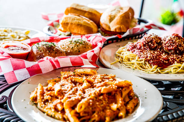 A variety of food items are displayed in an appetizing way.