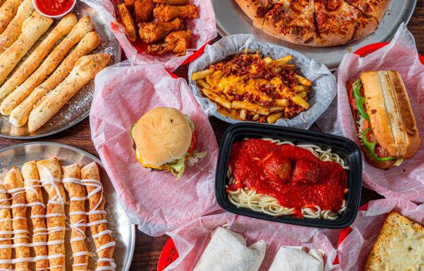 A variety of food items are displayed in an appetizing way.
