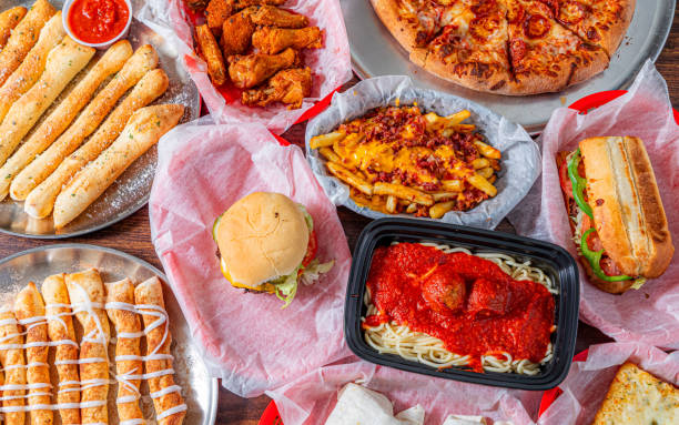 A variety of food items are displayed in an appetizing way.