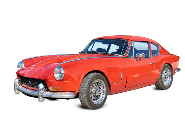 istock Vintage red car isolated white 2150387568