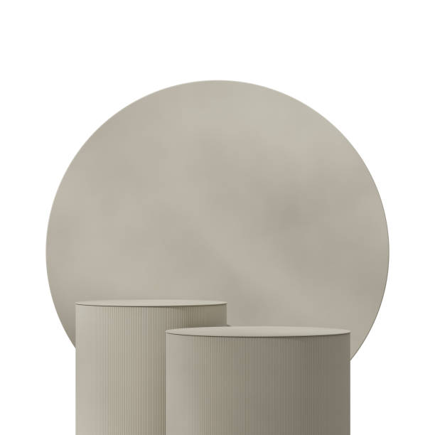 istock gray cylinder podium in square, circular shape backdrop 3d render image of transparent background 2150388409