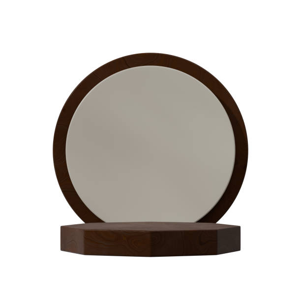 istock in square cylinder backdrop, 3d image render transparent background of wood pattern hexagon podium 2150388697