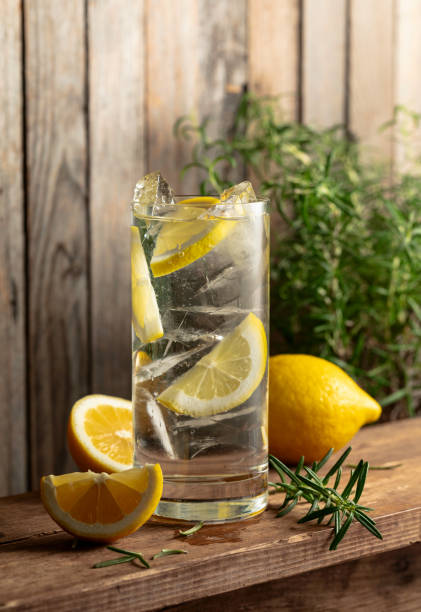 istock Gin-tonic cocktail with ice, rosemary and lemon slices. 2150390052