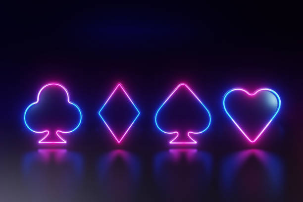 3d rendering illustration of neon color poker symbol