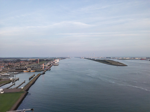 Rotterdam harbor and wind turbines