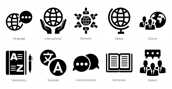 These are beautiful handcrafted pixel perfect black filled language icons