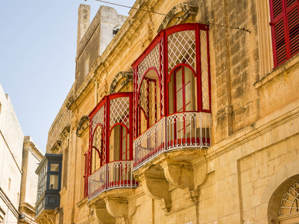 istock Balconies with worked structure in the center of Mdina (Malta) 2150399122