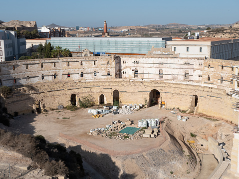 Cartagena, Spain: April 16th 2024: Roman Amphitheater and Bullring of Cartagena