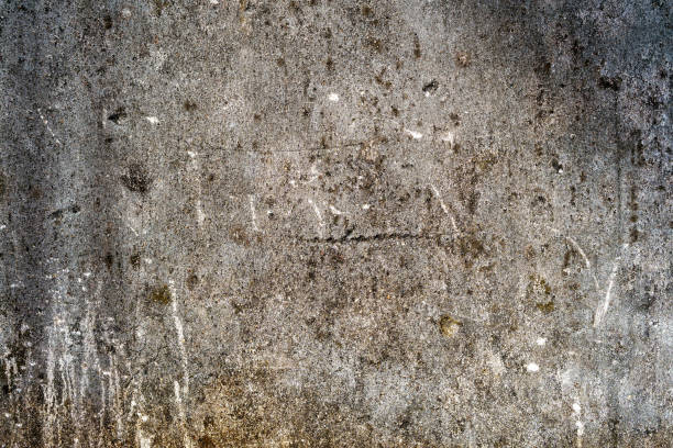 Dirty cement wall with moss, cracks and dampness textured background