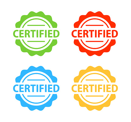 Certified stickers, Colorful label on white background