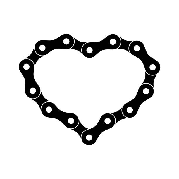 istock Vector illustration of a heart made of a bicycle chain on a white background. 2150406869