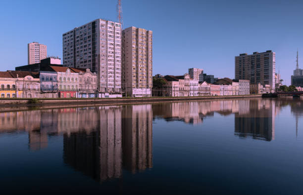 Recife, Pernambuco, Brazil:Famous and beautiful street with colonial houses in Recife downtown.