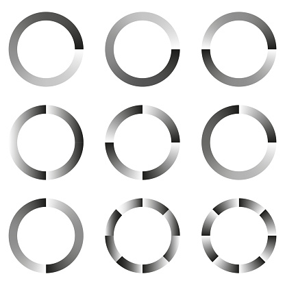 Progress Loading Circles Set Vector Grayscale Buffering Indicators ...