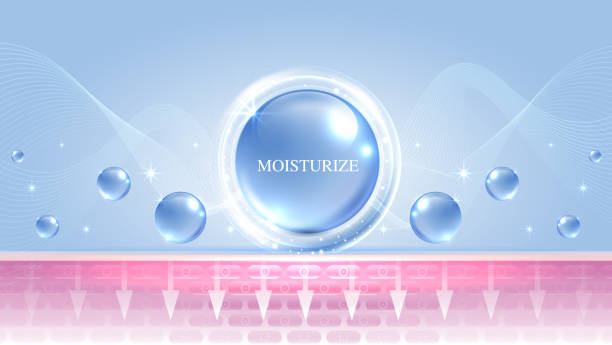 istock Moisturizer and hyaluronic acid on a blue background. skin care with water droplets is absorbed into the skin and cells. use ads, lotions, serums, creams. medical and scientific concepts. vector. 2150408908