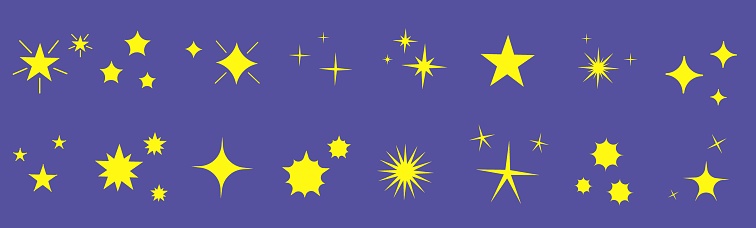 Set of stars in the sky on a blue background. Magic space sky, abstract ornament. EPS 10.