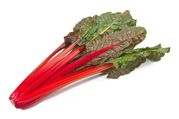 istock Red Chard with Leaves on white Background 2150420558