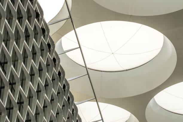 istock Modern concrete roof with glass skylight from below 2150420971